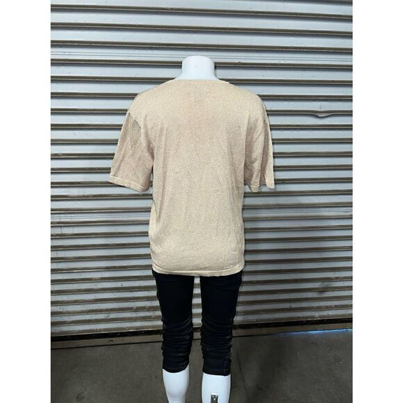 Lisa Originals top career cotton Rayon blend short sleeve metallic vintage - Picture 3 of 7